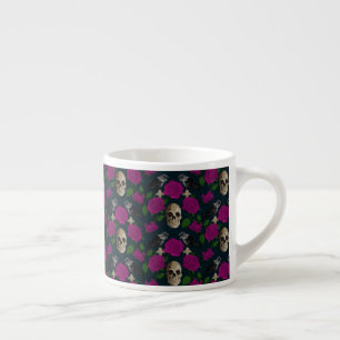 Donkergotisch Grungy Roos Vines Raven Skull roze Espresso Kop