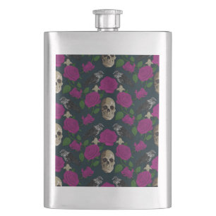 Donkergotisch Grungy Roos Vines Raven Skull roze Flacon