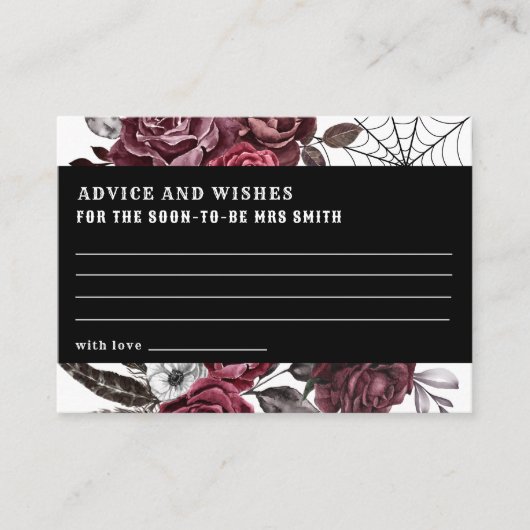 Donkergotische bloemenVrijgezellenfeest Advies en Informatiekaartje (Voorkant)