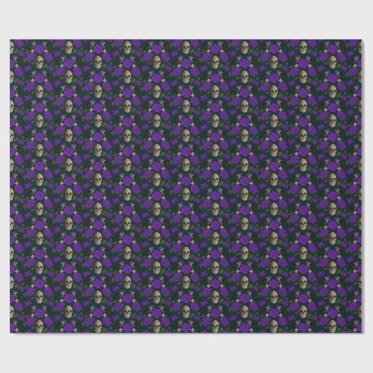 Donkergotische grungy Roos wijnstokken raaf schede Cadeaupapier (Vlak)