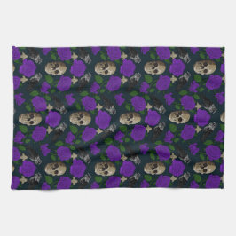 Donkergotische grungy Roos wijnstokken raaf schede Theedoek