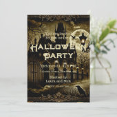 Donkergotische Victoriaans  Spooky Halloween Kaart (Staand voorkant)