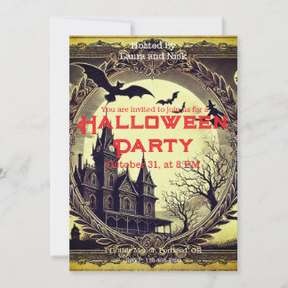 Donkergotische Victoriaans Spooky Halloween Kaart