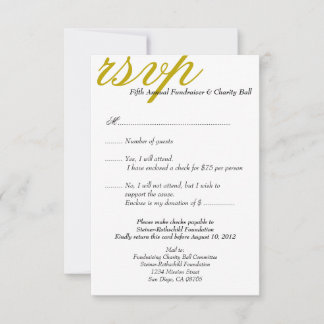 Donkergoudgala formele gebeurtenis elegant RSVP-re RSVP Kaartje