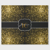 Donkergoudgele faux glitter sparkles 16 cadeaupapier (Vlak)