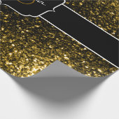 Donkergoudgele faux glitter sparkles 16 cadeaupapier (Hoek)
