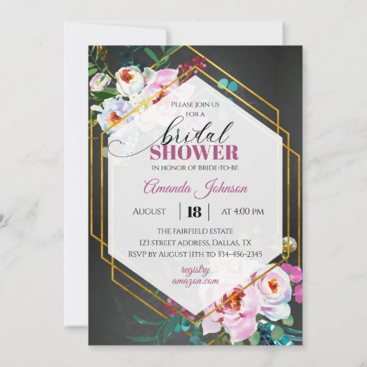 Donkergoudtropische bridale doucheuitnodiging kaart (Voorkant)