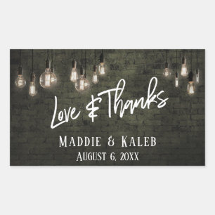 Donkergrijs Bricks Edison Lights Liefde & Bedankt Rechthoekige Sticker