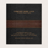 Donkergrijs & bruin gestikt faux leer visitekaartjes (Binnenkant ongevouwen)