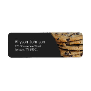 Donkergrijs & Chocolade Chip Cookies Adresetikette Etiket