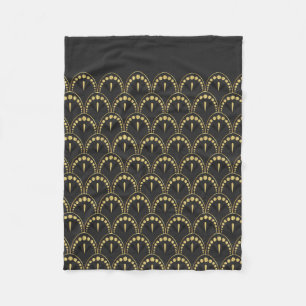 Donkergrijs en goud art-deco geometrisch patroon fleece deken