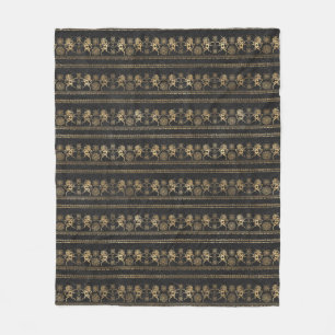 Donkergrijs- en goudblauw-inkorpatroon fleece deken