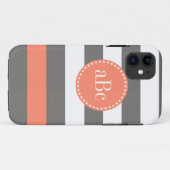 Donkergrijs en koraalmonogram Hoesje (Achterkant (horizontaal))