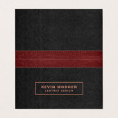 Donkergrijs en rode zwarte leder-bedrijfsauto met visitekaartjes (Buitenkant ongevouwen)