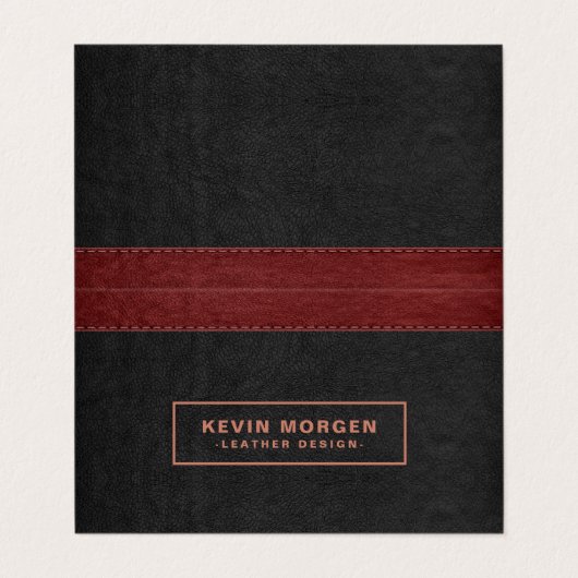 Donkergrijs en rode zwarte leder-bedrijfsauto met visitekaartjes (Buitenkant ongevouwen)