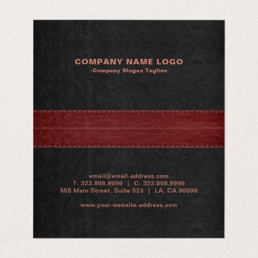 Donkergrijs en rode zwarte leder-bedrijfsauto met  visitekaartjes (Binnenkant ongevouwen)