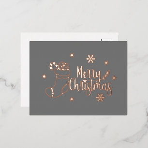 Donkergrijs en Roos Goudfolie Vrolijk kerstfeest Folie Feestdagen Briefkaart