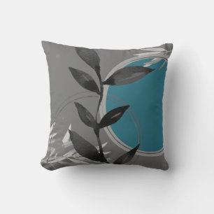 Donkergrijs en Turquoise Waterverf Zen Design Kussen