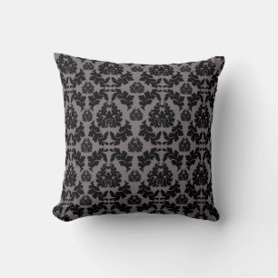 donkergrijs en zwart Damask Pillow Kussen