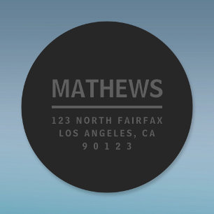 Donkergrijs en zwart retouradres ronde sticker