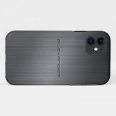 Donkergrijs geborsteld aluminium Metal Look-Monogr Case-Mate iPhone Case (Achterkant (horizontaal))