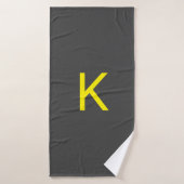 Donkergrijs Geel Grijs Monogram Initiaal Letternaa Badhanddoek (Badhanddoek)