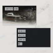 Donkergrijs gekleurd Visitekaartje met spierauto (Voorkant / Achterkant)