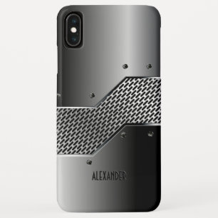 Donkergrijs geometrisch metallisch ontwerp iPhone XS max hoesje