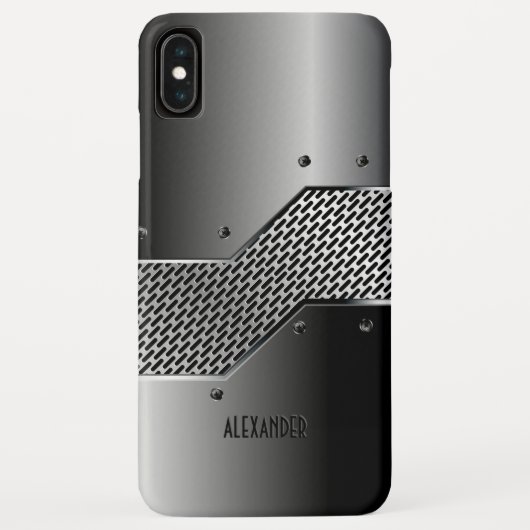 Donkergrijs geometrisch metallisch ontwerp Case-Mate iPhone case (Achterkant)