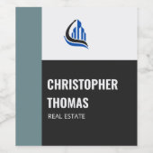 Donkergrijs gepersonaliseerd logo onroerend goed,  wijn etiket (Enkel label)