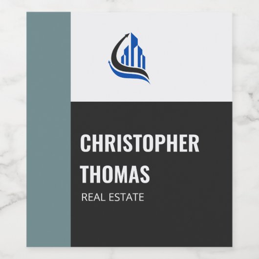 Donkergrijs gepersonaliseerd logo onroerend goed,  wijn etiket (Enkel label)