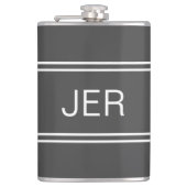 Donkergrijs Gepersonaliseerde Monogram Initialen D Heupfles (Voorkant)