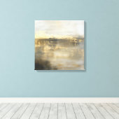 Donkergrijs Goud Beige Abstract Schilderij Canvas  Afdruk (Insitu (Houten vloer))