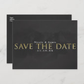 Donkergrijs & Goud SAVE DE DATUM Bruiloft Verlovin Briefkaart (Voorkant / Achterkant)
