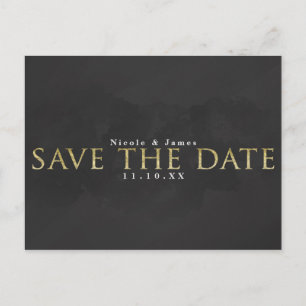 Donkergrijs & Goud SAVE THE DATE Trouw Huwelijksaa Briefkaart