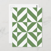 Donkergrijs groen geometrisch decoderpatroon briefkaart (Voorkant / Achterkant)