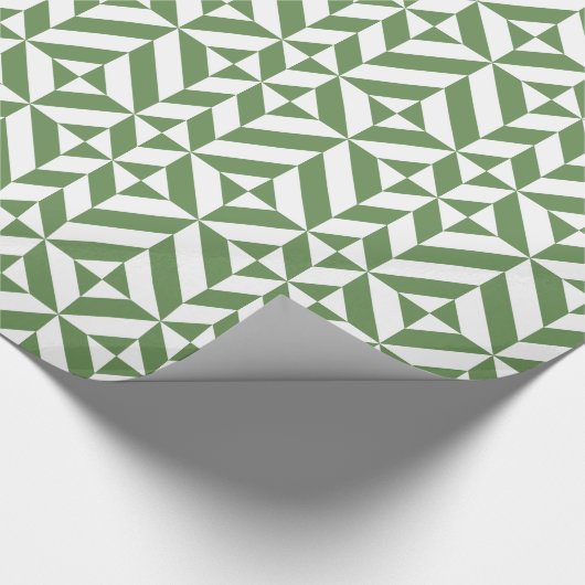 Donkergrijs groen geometrisch decoderpatroon cadeaupapier (Hoek)