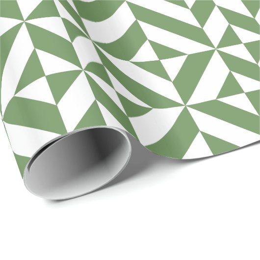 Donkergrijs groen geometrisch decoderpatroon cadeaupapier (Rol Hoek)
