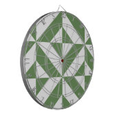 Donkergrijs groen geometrisch decoderpatroon dartbord (Voorkant Links)