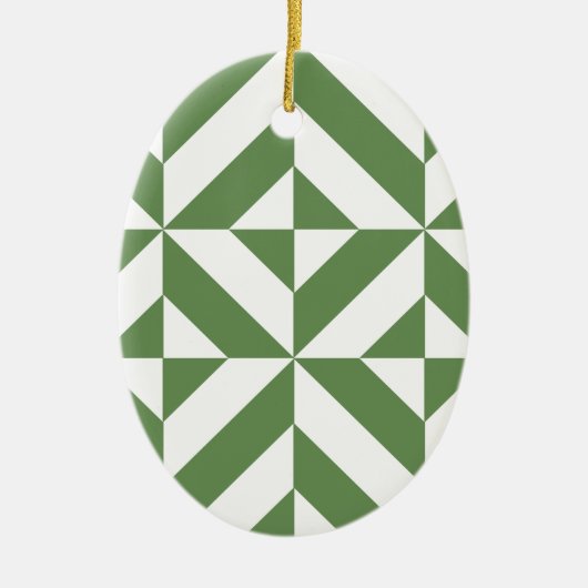 Donkergrijs groen geometrisch decoderpatroon keramisch ornament (Voorkant)