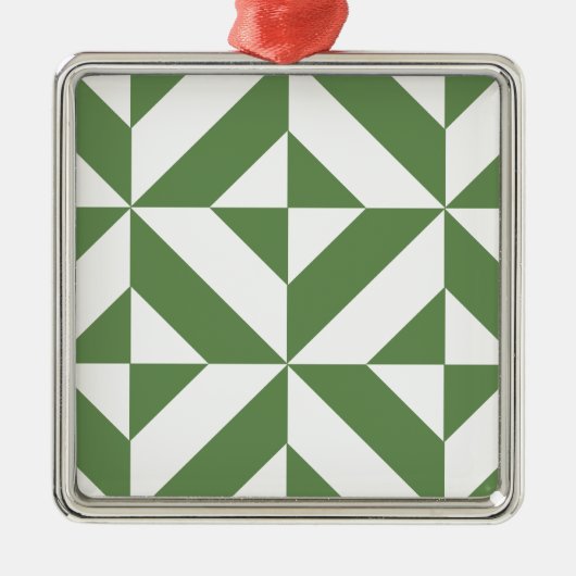 Donkergrijs groen geometrisch decoderpatroon metalen ornament (Voorkant)