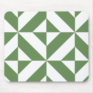 Donkergrijs groen geometrisch decoderpatroon muismat