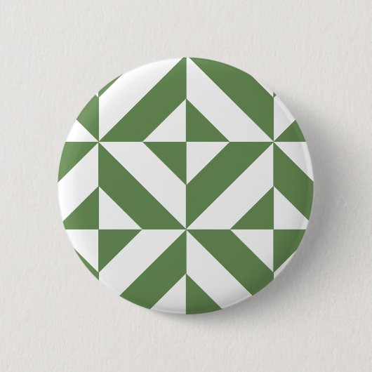 Donkergrijs groen geometrisch decoderpatroon ronde button 5,7 cm (Voorkant)