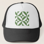 Donkergrijs groen geometrisch decoderpatroon trucker pet (Voorkant)