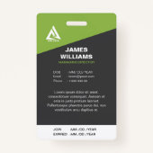 Donkergrijs Groen Minimalistisch Modern Barcode Na Badge (Achterkant)