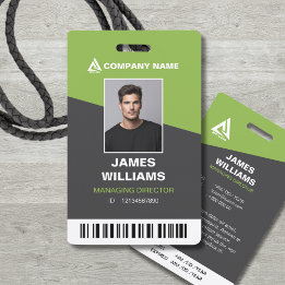 Donkergrijs Groen Minimalistisch Modern Barcode Na Badge