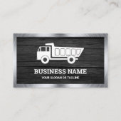 Donkergrijs hout constructie vervoeren dump truck visitekaartje (Voorkant)