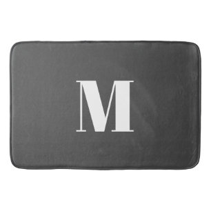 Donkergrijs Initiaal Letter Monogram Modern Badmat