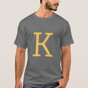 Donkergrijs Initiaal Letter Monogram Modern Stijlv T-shirt
