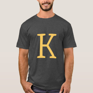 Donkergrijs Initiaal Letter Monogram Modern Stijlv T-shirt